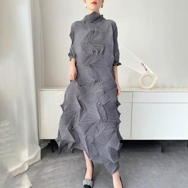 【巴黎精品】現貨+預購 三宅風皺褶衣連身裙壓褶洋裝大尺碼女裝連衣裙(時尚無袖背心女裙子3款b1a63 C)