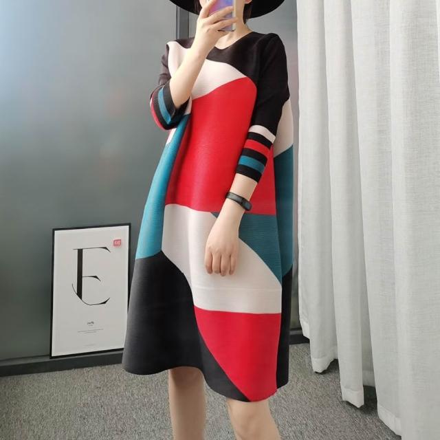 【巴黎精品】現貨+預購 三宅風皺褶衣連身裙壓褶洋裝大尺碼女裝連衣裙(時尚無袖背心女裙子3款b1a63 C)