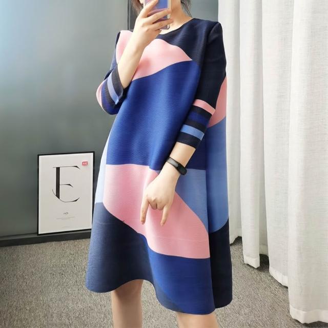 【巴黎精品】現貨+預購 三宅風皺褶衣連身裙壓褶洋裝大尺碼女裝連衣裙(時尚無袖背心女裙子3款b1a63 C)