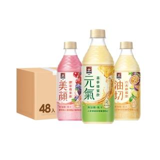 【QUAKER 桂格】無加糖機能飲450mlx24入x2箱(養蔘蜂蜜/膠原莓果/百香檸檬)