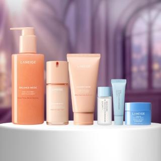 【LANEIGE 蘭芝】官方直營 米活萃穩膚控油組（蘭芝 潔顏凝膠 乳液 面膜 洗面乳 送禮首選）