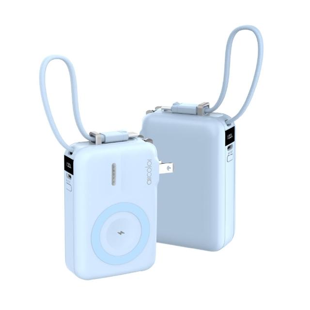 【aircolor】Qi2 雲朵系35W全能充行動電源 10000mAh (防爆準固態安全電芯 磁吸無線充 自帶線雙向快充)
