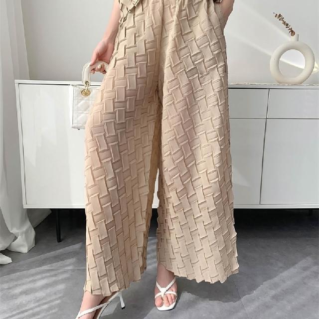 【巴黎精品】現貨+預購 三宅風皺褶衣服套裝女上衣長褲高級摺衣彈力女裝顯瘦折衣大碼(低奢設計三款b5a11)