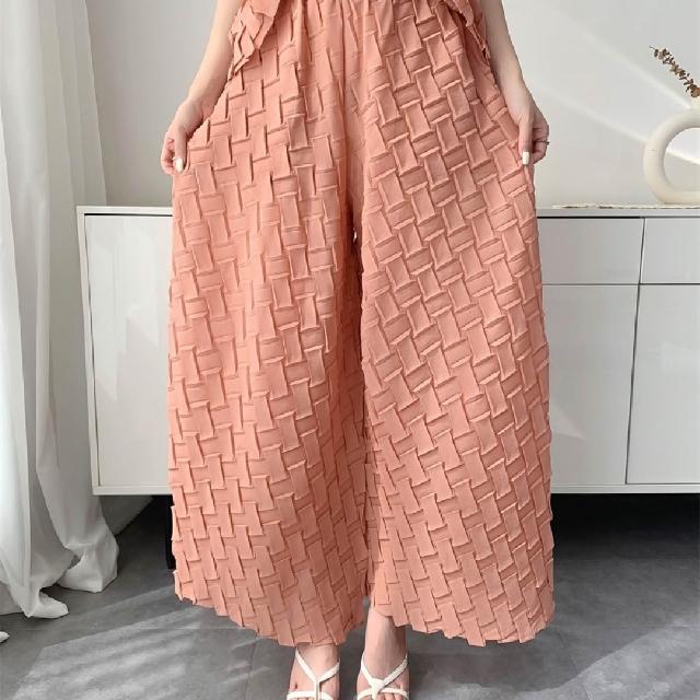 【巴黎精品】現貨+預購 三宅風皺褶衣服套裝女上衣長褲高級摺衣彈力女裝顯瘦折衣大碼(低奢設計三款b5a11)