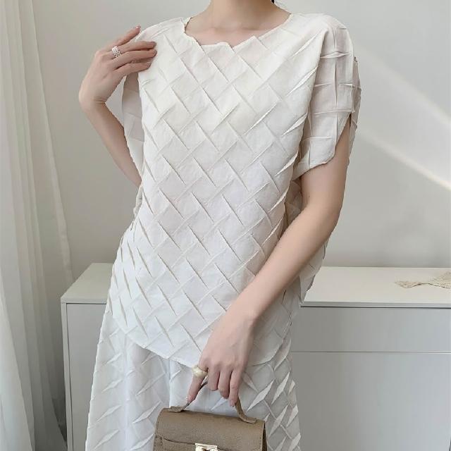 【巴黎精品】現貨+預購 三宅風皺褶衣服套裝女上衣長褲高級摺衣彈力女裝顯瘦折衣大碼(低奢設計三款b5a11)