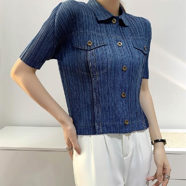 【巴黎精品】現貨+預購 三宅風皺褶衣服套裝女上衣長褲高級摺衣彈力女裝顯瘦折衣大碼(低奢設計三款b5a11)