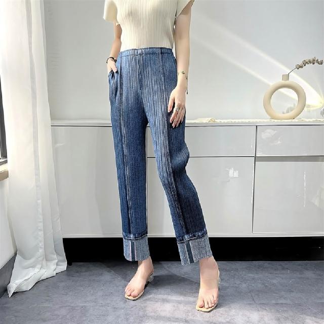 【巴黎精品】現貨+預購 三宅風皺褶衣服套裝女上衣長褲高級摺衣彈力女裝顯瘦折衣大碼(低奢設計三款b5a11)