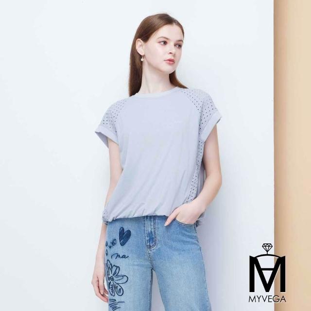 【MYVEGA 麥雪爾】MA幾何簍空蕾絲/雕花娃娃領刺繡上衣-多款任選(日系/女上衣/短袖)