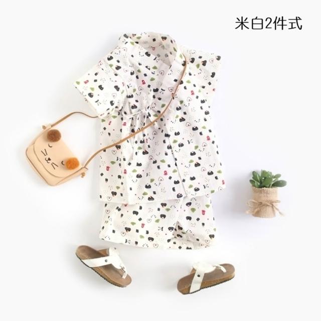【橘魔法】滿印熊貓飯糰日式和服套裝 男童 兒童 童裝 浴衣 和服 連身衣 造型服