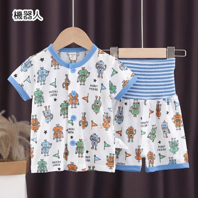 【橘魔法】滿印透氣竹節棉護肚套裝 男童 女童 兒童 童裝 居家服 護肚褲 睡衣 短袖上衣 短褲 中性款