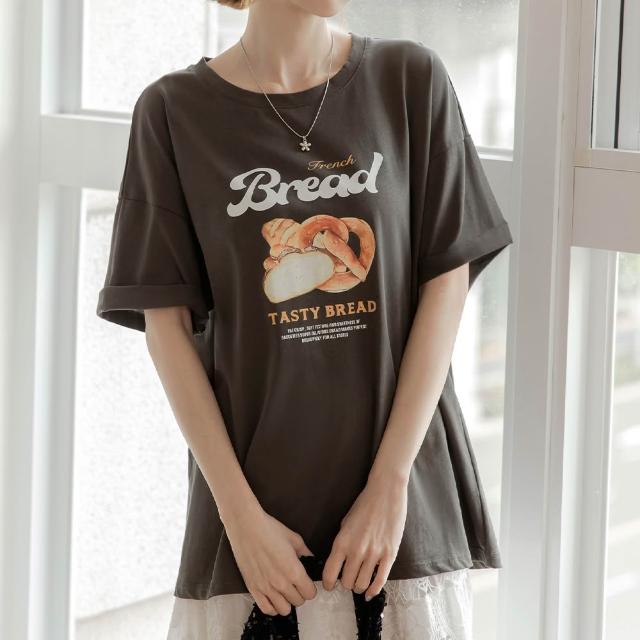 【OB 嚴選】純棉圓領美味麵包印花短袖上衣 《AB21192-》 適 M~2L