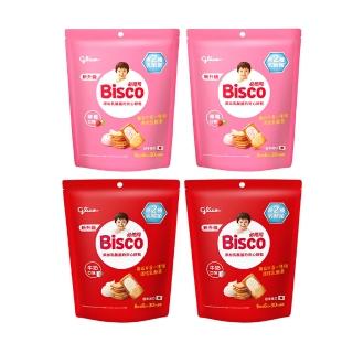 【Glico 格力高】官方直營 Bisco必思可 乳酸菌夾心餅乾 牛奶/草莓-口味任選(6入)*4袋