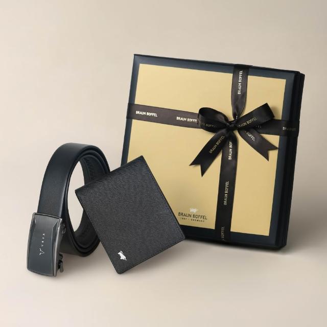 【BRAUN BUFFEL 德國小金牛】質感送禮 輕奢入門禮盒｜真皮男短夾+自動扣皮帶(598313-V1912U)送禮推薦