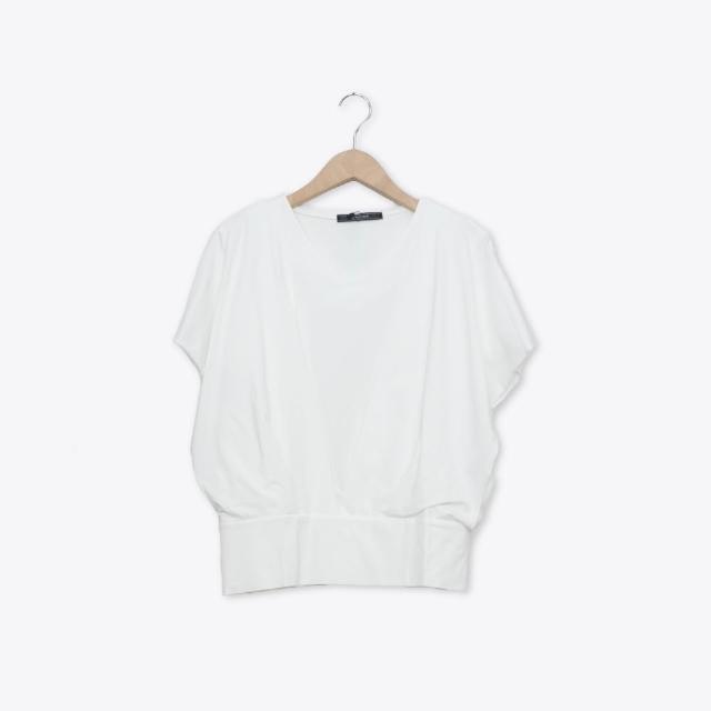 【MASTINA】V領蝙蝠袖打褶T 藍 白 灰(魅力商品)