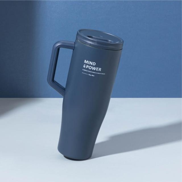 【Oolab 良杯製所】(鈦陶瓷)輕量不鏽鋼鈦陶瓷層 隨行手把杯1150ml(密封防漏/收納式吸管/可車用/鈦塗層)