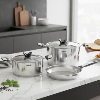 【Tefal 特福】MOMO獨家 精銳系列不鏽鋼鍋具5件組(不挑爐具、IH爐可用鍋)