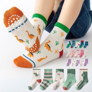【橘魔法】(5雙一組)萌趣毛圈棉防滑點膠中筒襪 男童 女童 兒童 童襪 童裝 襪子 短襪 止滑襪