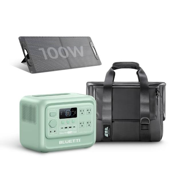 【BLUETTI】1800W電吉拉mini儲能電源+100W太陽能板+專屬收納包(戶外行動電源／行動電站／露營電源)