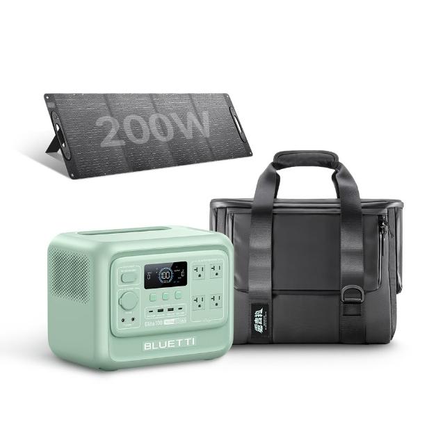 【BLUETTI】1800W電吉拉mini儲能電源+200W太陽能板+專屬收納包(戶外行動電源／行動電站／露營電源)
