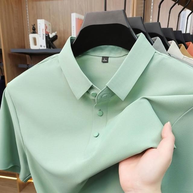【巴黎精品】現貨限搶 男POLO衫高爾夫球衫夏季薄款冰絲涼感速乾短袖上衣(男裝吸濕排汗男襯衫3款b7a2 B)