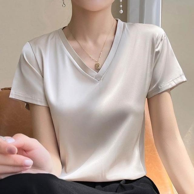 【巴黎精品】現貨限搶 頂級法式絲質上衣緞面背心名媛絲綢冰絲襯衫天絲無袖女T恤(純色3款a1iz25 B)