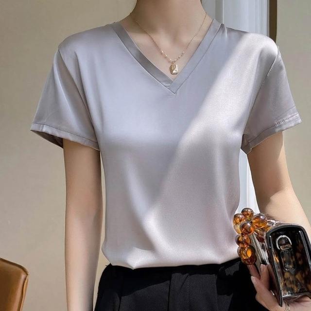【巴黎精品】現貨限搶 頂級法式絲質上衣緞面背心名媛絲綢冰絲襯衫天絲無袖女T恤(純色3款a1iz25 B)