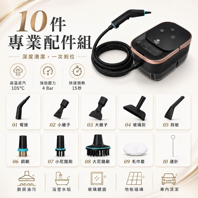 【Felsted 菲仕德】高溫蒸汽清洗機 冷氣清洗機 高壓力4Bar蒸氣 廚房油污浴室車內清潔 除螨消毒殺菌