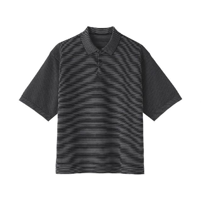【MUJI 無印良品】男速乾可水洗針織短袖POLO衫(灰白橫紋/煙燻藍橫紋/深棕橫紋)