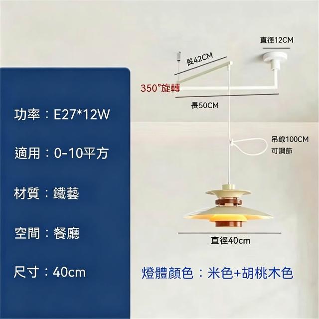 可移位飛碟餐廳吊燈 PH5 多層搖臂伸縮吊燈 吧台臥室通用裝飾燈（110V 三色光）
