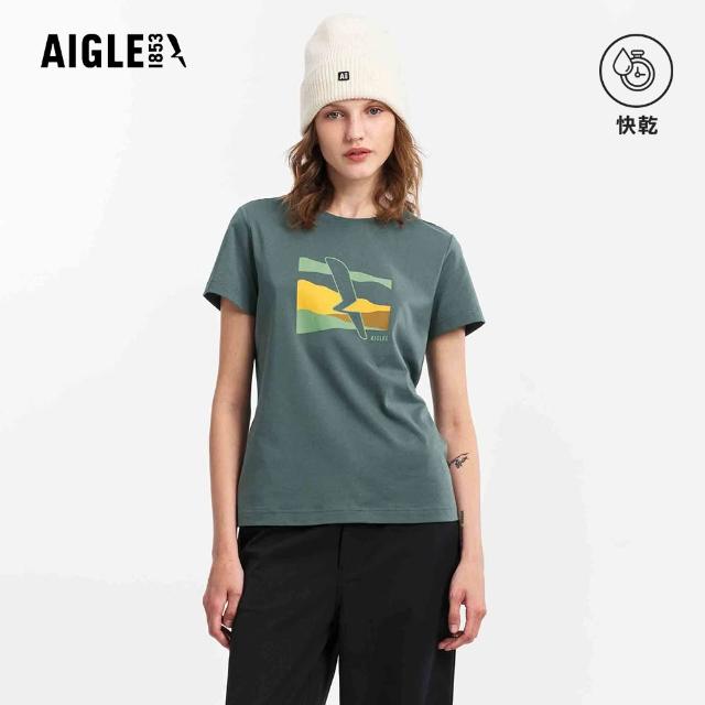 【AIGLE】女 快乾抗菌短袖T恤｜AG-5A255 (女 T恤 短袖上衣 抗菌抑臭 吸濕快乾 有機棉)