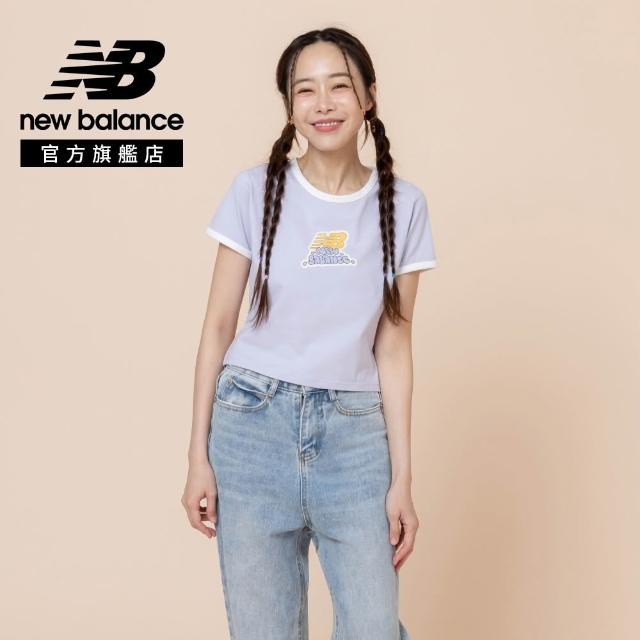 【NEW BALANCE】NB 撞色合身短袖上衣_女性_杏/芋泥紫/白_WT62B6CTLIN_WT62B6CTSMV(美版 版型偏大)