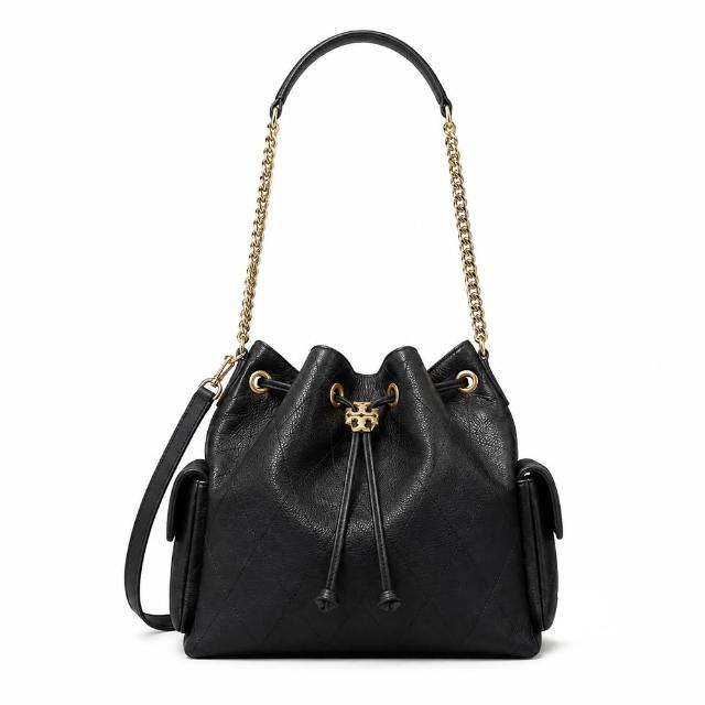 【TORY BURCH】CHARLIE 荔枝紋皮革菱格絎縫抽繩肩背/斜背兩用包(多色選)