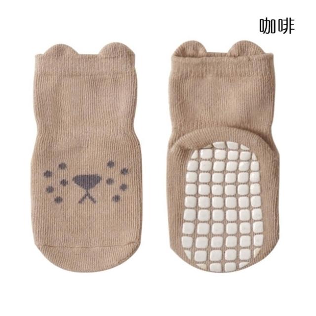 【橘魔法】大地色系動物表情地板襪 男童 女童 兒童 童裝 防滑膠點 襪子 室內襪 鞋襪