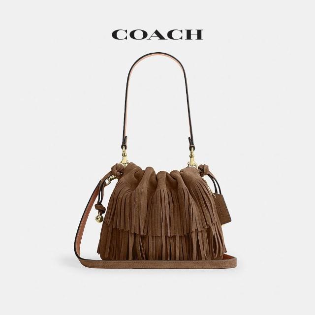 【COACH】蔻馳官方直營 FAYE 流蘇/絎縫細節拉繩包 斜背包 側背包 單肩包-多色任選(CFQ72/CFQ73/CCZ56)