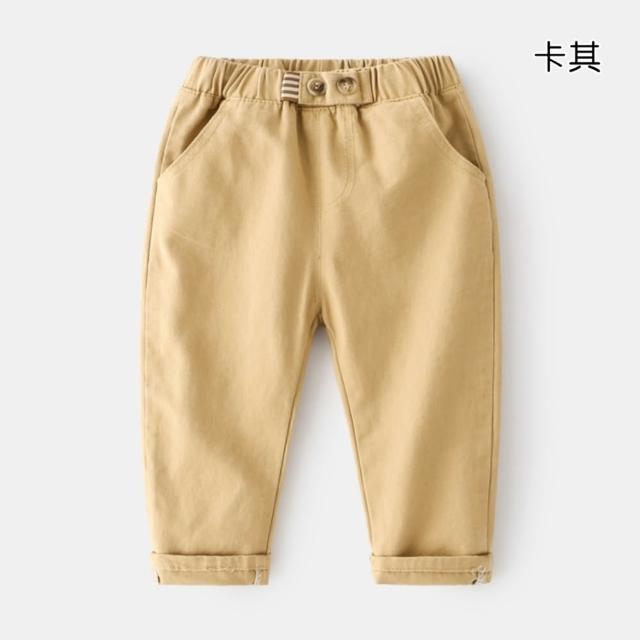 【橘魔法】腰扣造型鬆緊褲頭休閒褲 兒童 童裝 小童 中童 男童 卡其褲 長褲 褲子
