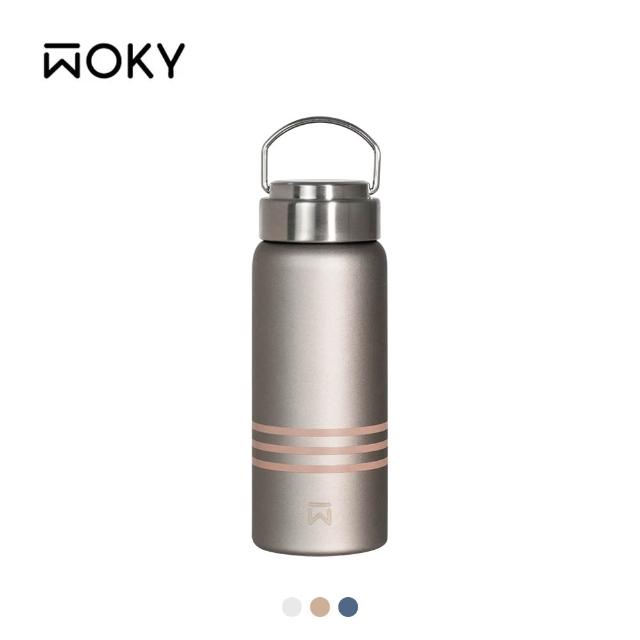 【WOKY 沃廚】Ti純鈦提手保溫瓶500ml兩入組(鈦杯/隨行杯/飲料杯/保溫杯/保溫瓶)