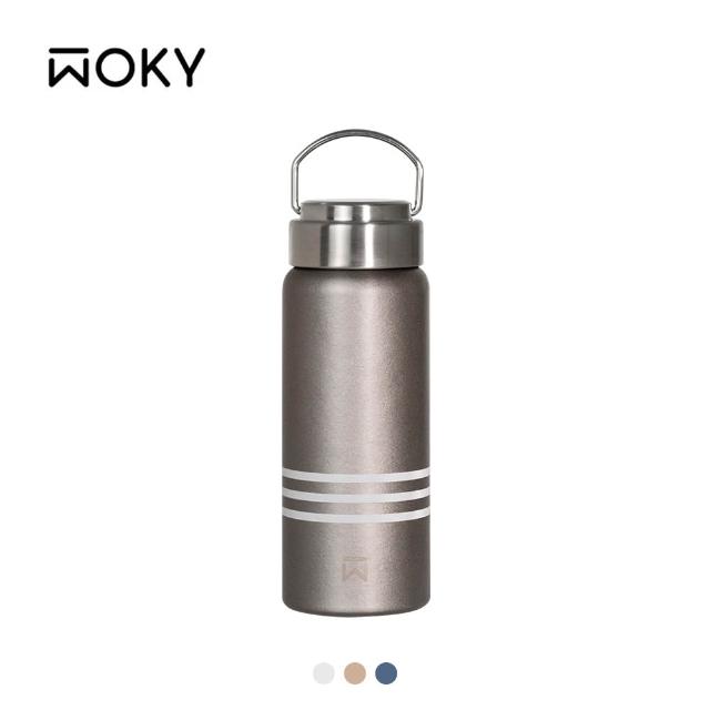【WOKY 沃廚】Ti純鈦提手保溫瓶500ml兩入組(鈦杯/隨行杯/飲料杯/保溫杯/保溫瓶)