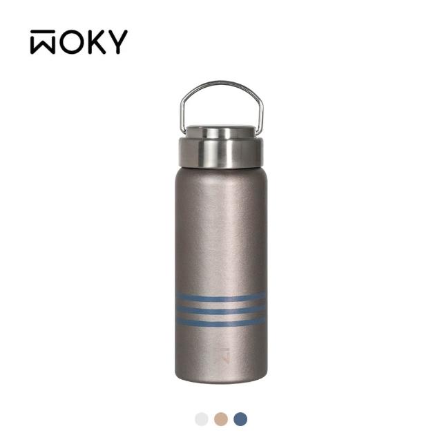 【WOKY 沃廚】Ti純鈦提手保溫瓶500ml兩入組(鈦杯/隨行杯/飲料杯/保溫杯/保溫瓶)
