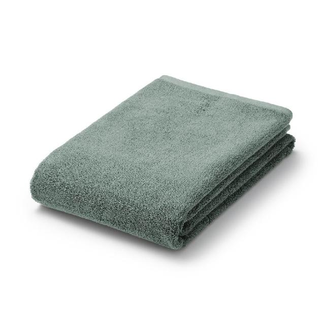 【MUJI 無印良品】棉圈絨雙線織浴巾/可吊掛(柔白/灰色/綠色/粉米/墨黑)成品尺寸:W70×L140 cm