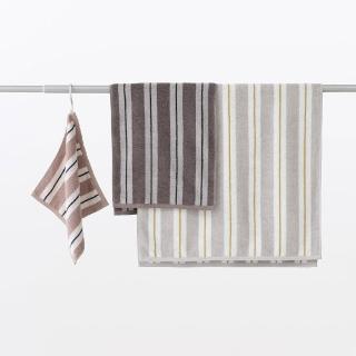 【MUJI 無印良品】棉圈絨雙線織直紋小浴巾(灰直紋/墨灰直紋/米直紋)成品尺寸:W60×L120 cm