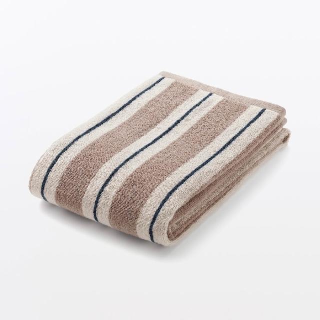 【MUJI 無印良品】棉圈絨雙線織直紋小浴巾(灰直紋/墨灰直紋/米直紋)成品尺寸:W60×L120 cm