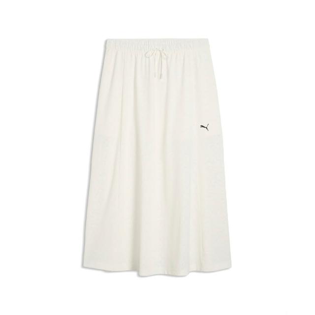 【PUMA】蕾絲中長裙 Lace Pack T7 Midi 裙子 米白 中腰 鬆緊帶  639423-87