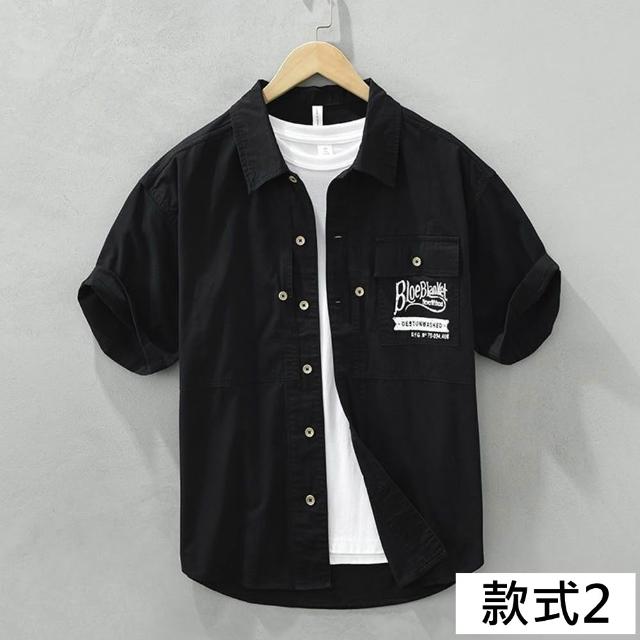 【巴黎精品】多款男短袖襯衫短袖上衣男日系寬鬆休閒襯衫男裝(夏日印花T恤簡約百搭素色春夏款n1kq95 I)