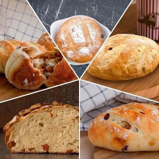 【BAKER 胖大師】健康歐式麵包10件組-裸麥酸種2+麥麥酸種2+蔓越莓滿滿包2+核桃水果2+紅心芭樂歐式麵包2