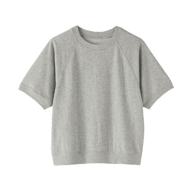 【MUJI 無印良品】女輕量裏毛圓領短袖T恤(柔白/灰色/黑色/深藍)