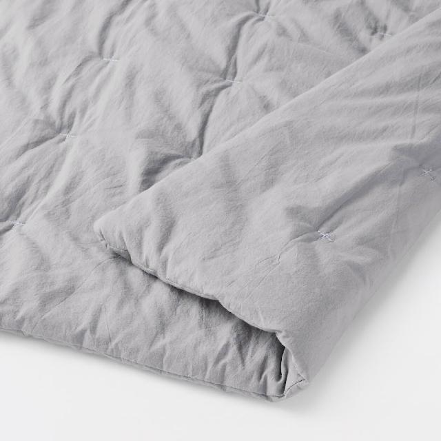 【MUJI 無印良品】絎縫點狀水洗薄被/D (白色/灰色/淺米/藍色) 成品尺寸:W180×L200 cm 壓紋縫製加工