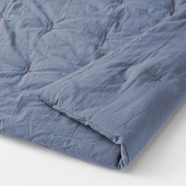 【MUJI 無印良品】絎縫點狀水洗薄被/D (白色/灰色/淺米/藍色) 成品尺寸:W180×L200 cm 壓紋縫製加工