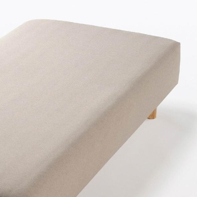 【MUJI 無印良品】棉天竺床包/Q (混灰/混米/混棕/混深藍) 成品尺寸:W155×L185×D35 cm 附鬆緊帶