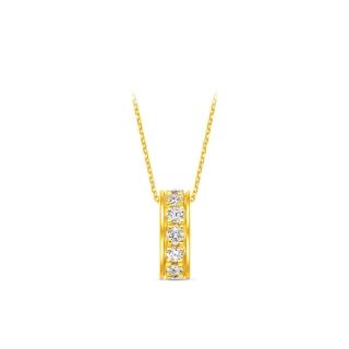 【周大福】小跑環 黃金鑲鑽 天然鑽石吊墜(網路限定款/9月超級新品/不含鍊)