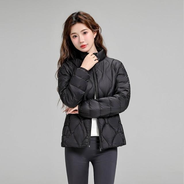 【巴黎精品】買一送一 現貨限搶 真羽絨90%白鴨絨輕羽絨外套保暖外套輕量羽絨衣(立領夾克女外套6色a1hd5)